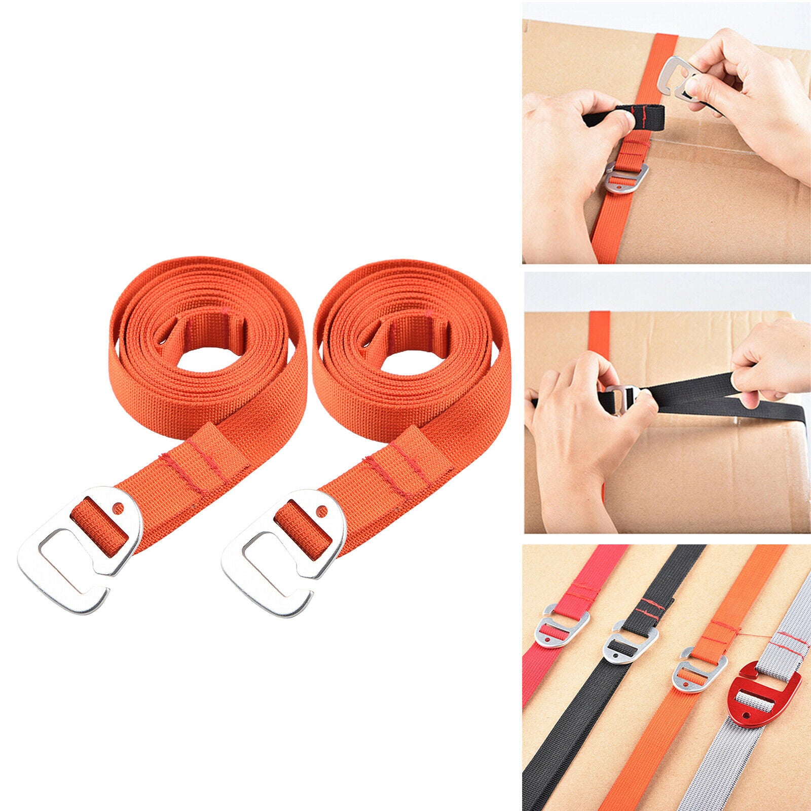 Duty Luggage Strap with Hook Suitcase Packing Belt Tie Down Straps 1m,Orange
