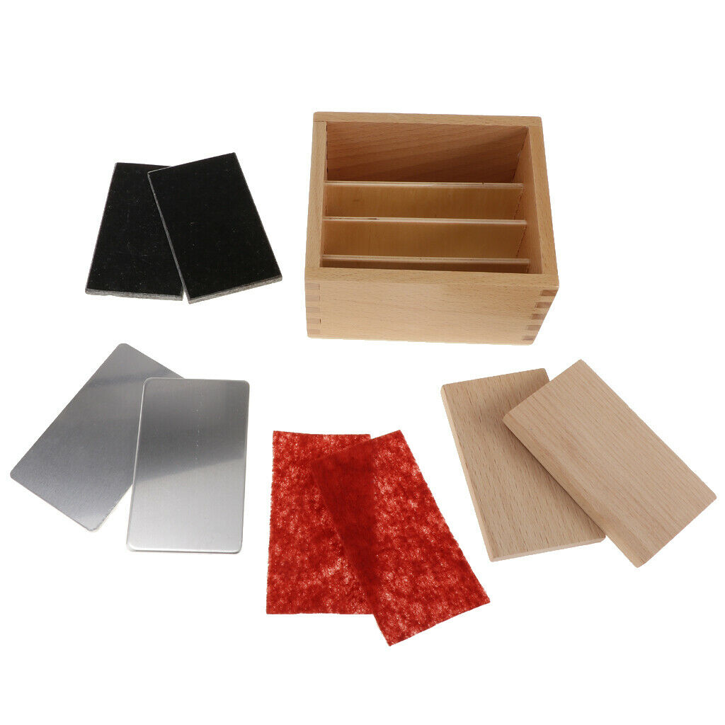 Montessori Sensorial Material Thermic Tactile Sense Tablets in Wooden Box