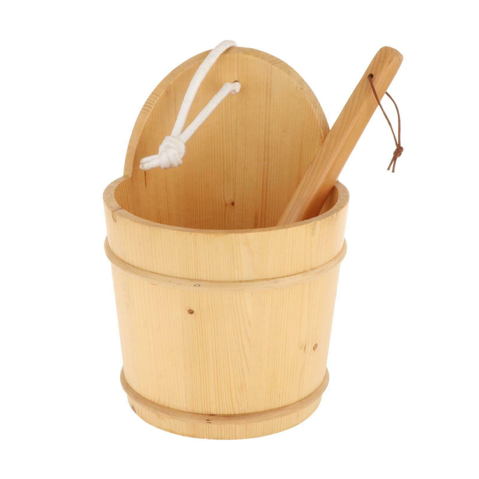 Navaris Wooden Sauna Bucket with Ladle - Essential Spa Accessory for Steam Room