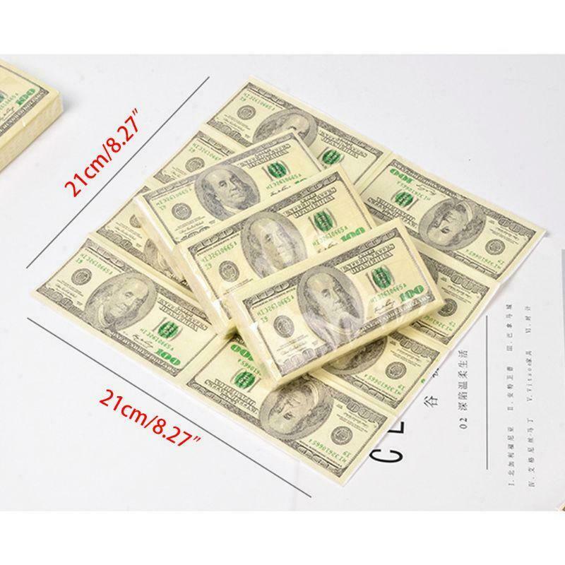 8 Packs Napkin Paper 100 Dollar Raw Wood Pulp Facial Tissue Handkerchief Party