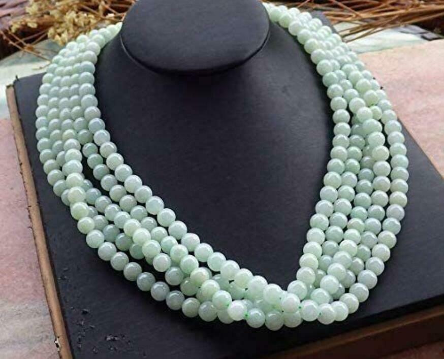 1 PC Certified 8mm Green Burma Natural A JADE Jadeite Beads Necklace 20inch