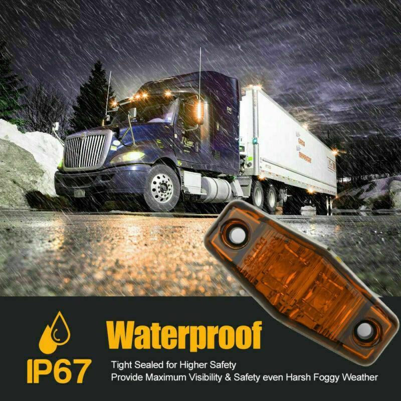 10x Red Amber LED 2.5â€ Side Marker Lights Truck Trailer Camper RV Waterproof 12V