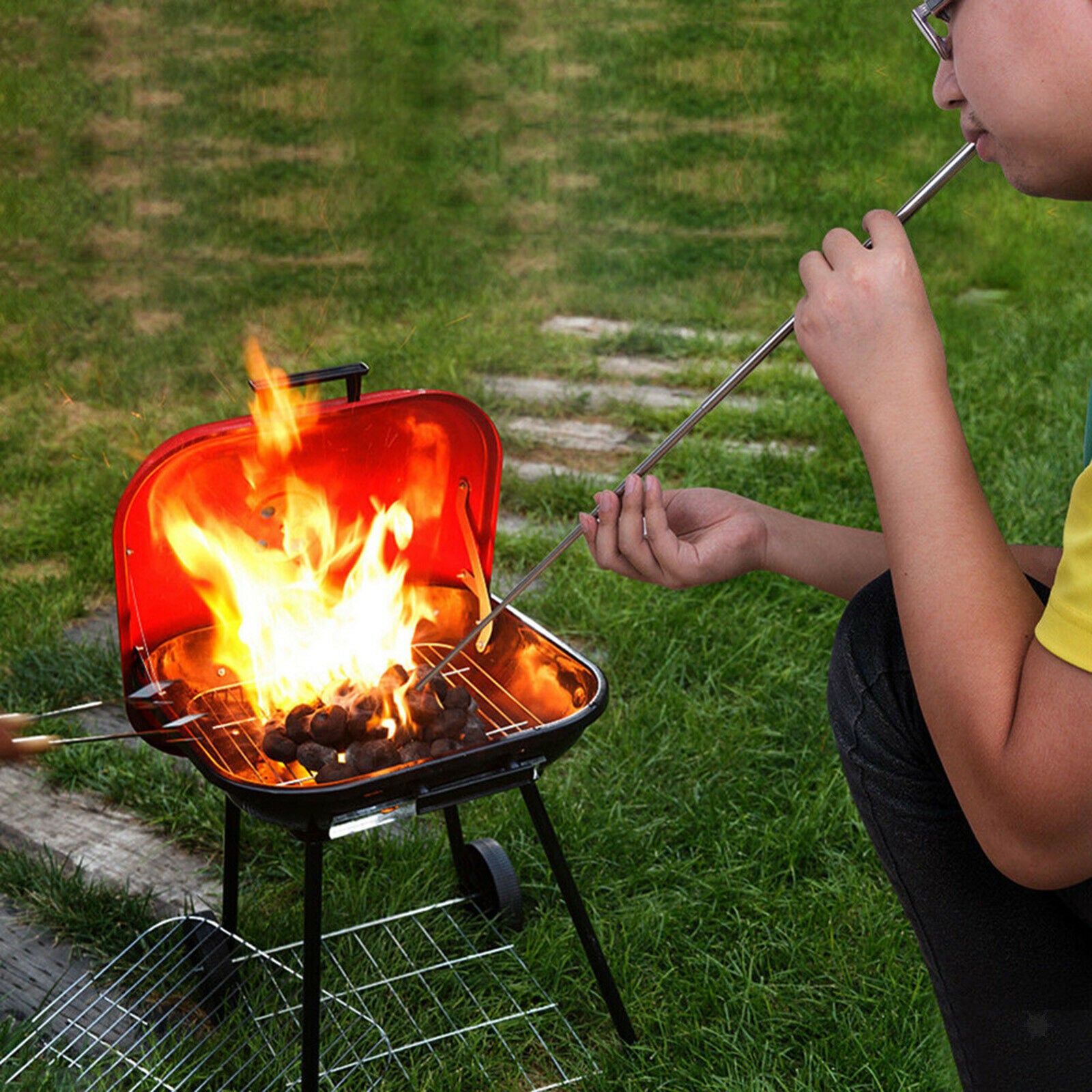 Collapsible Fire Blower Pipe Gear Fire Bellow Fireplace without storage tube