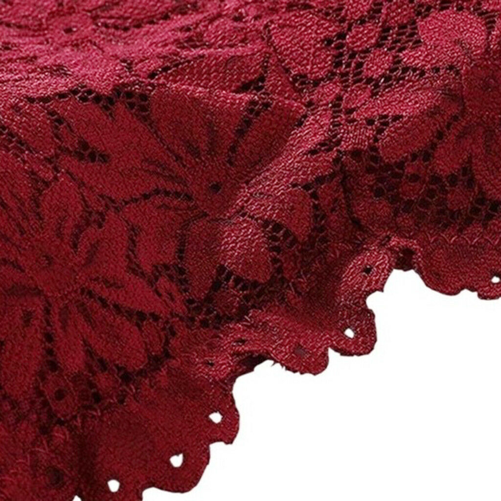 Womens Lace Floral Bralette Bra Bustier Padded Crop Top Tank Tops Wine Red