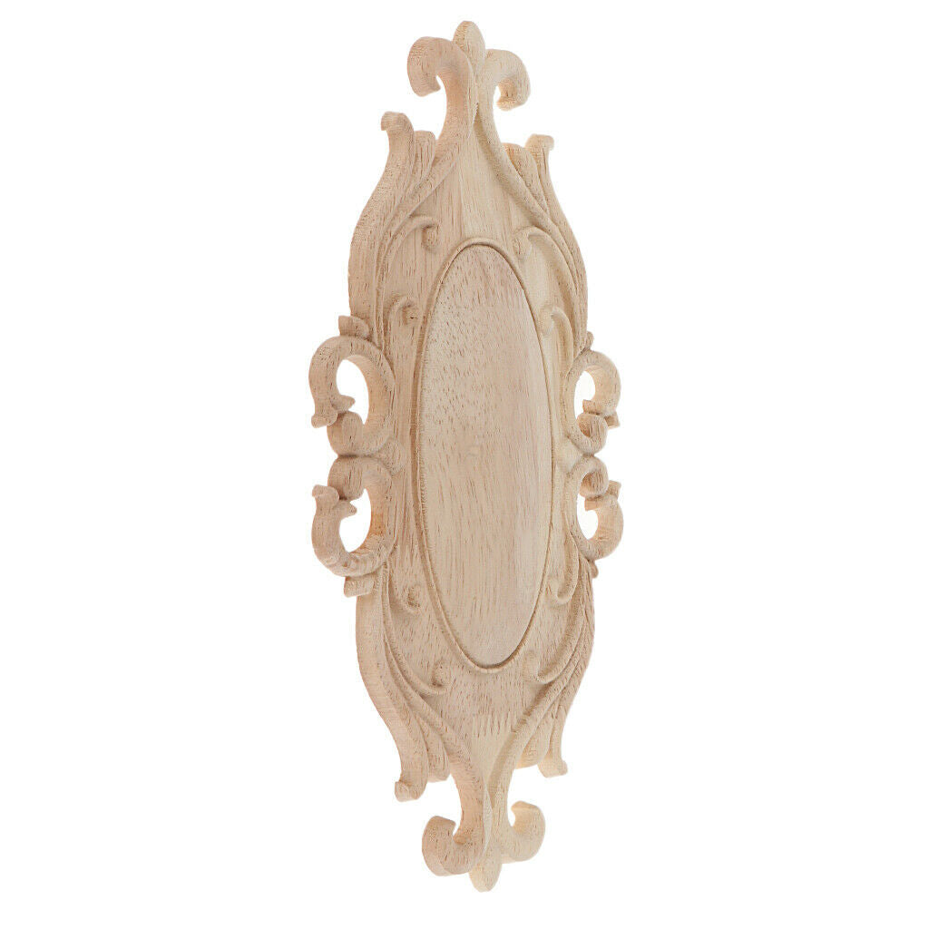 Unpainted Wood Carved Corner Applique Frame Wall Furniture Decor
