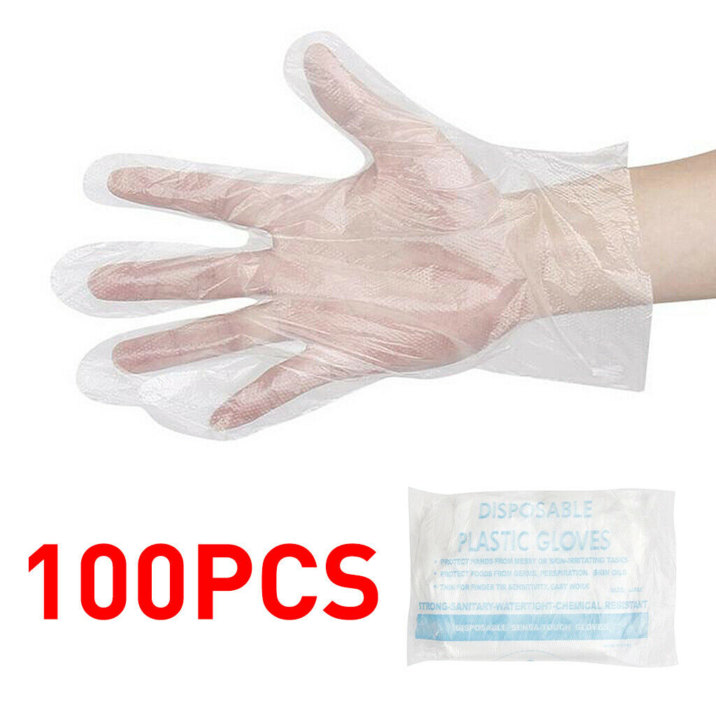 100Pcs Disposable Hair Cut Salon Gowns Capes Cloth Apron + Ear Cover Gloves