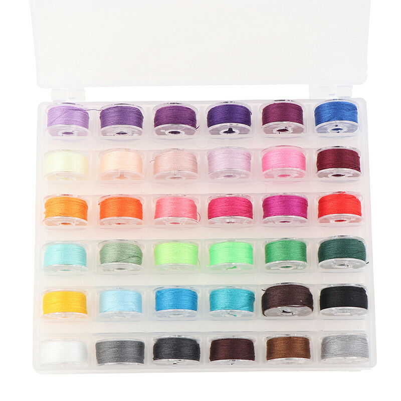 36Pcs Colorful Spools + Empty Bobbins Case Organiser Set Sewing AccessoriesBDAU