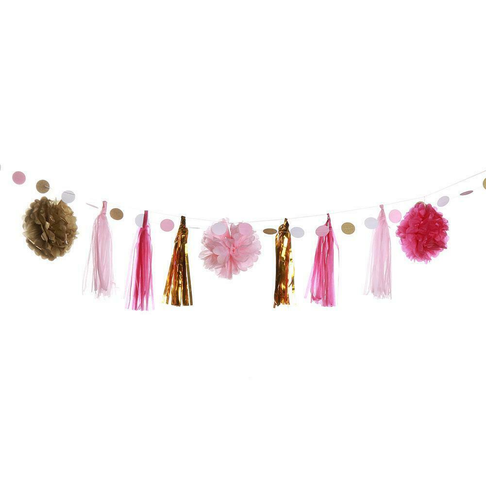 Paper Card String Tassel Home Ornament DIY Flower Ball Decor Festival Party @