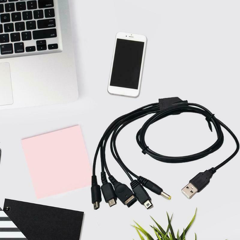 1.2m 5 in 1 USB Charger Cable Fast Charging Cord for GBA SP/3DS/NDSL/WiiU/PSP
