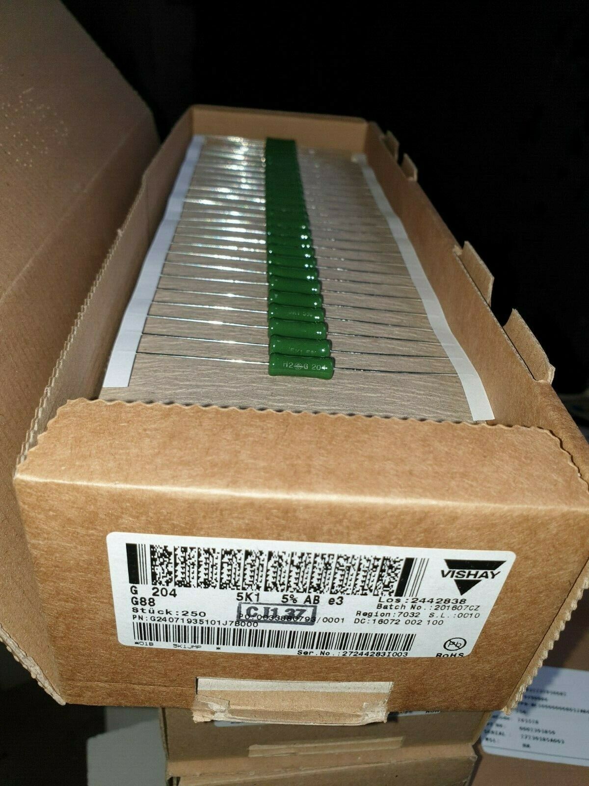 25x VISHAY DRALORIC G204 5K1 7W 5% HIEND VITREOUS TUBE AMP RESISTORS!5w replace