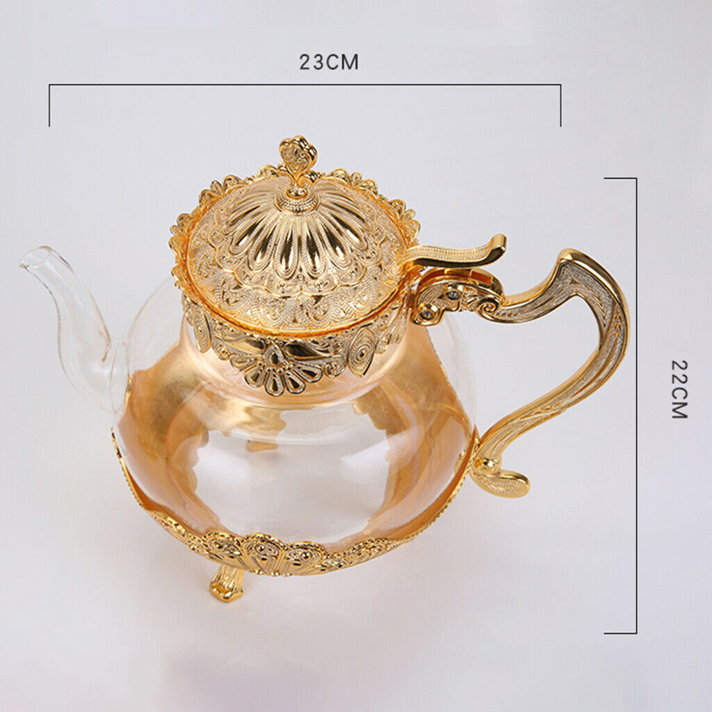 Glass Teapot Metal Juice Pot Glassware Wedding Gifts for Wife Mum Golden