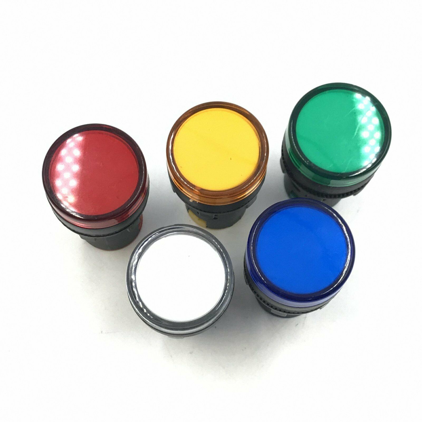 5pcs 12V LED Indicator Pilot Signal Light Lamp Red Green Blue Yellow White 22mm