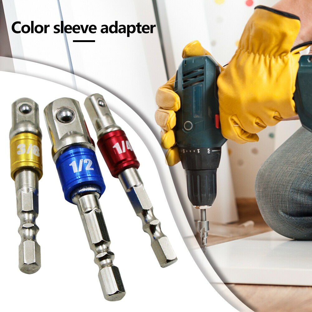 3pcs Hex Drill Bit Socket Adapter Electric Impact Driver Conversion Bar @