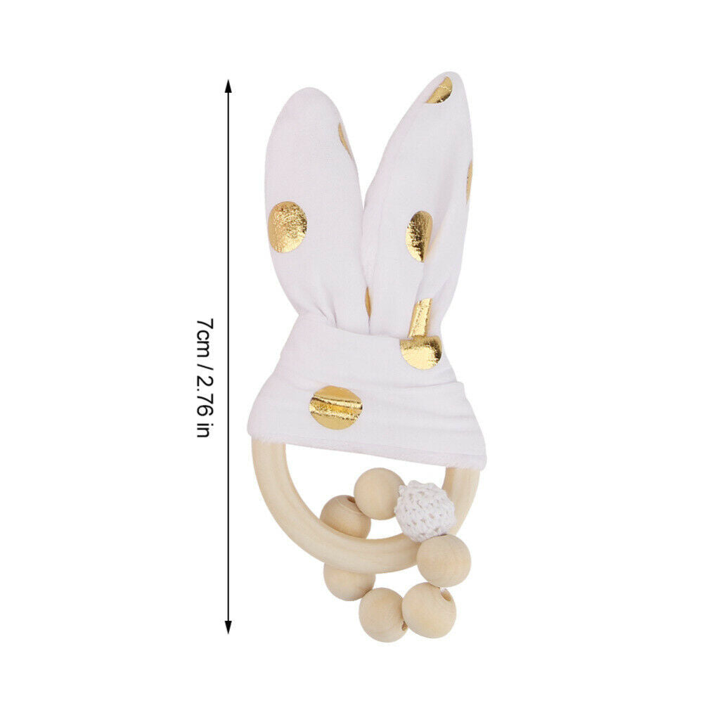 Baby Wood Colorful Beads with Rabbit Ear Shape Hanging Decor Toys