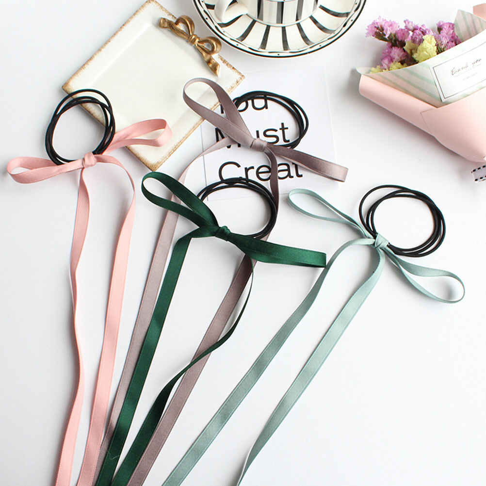 2Pcs Women Girls Hair Bow Silk ribbon Long streamers hair Rope Beach hair.l8