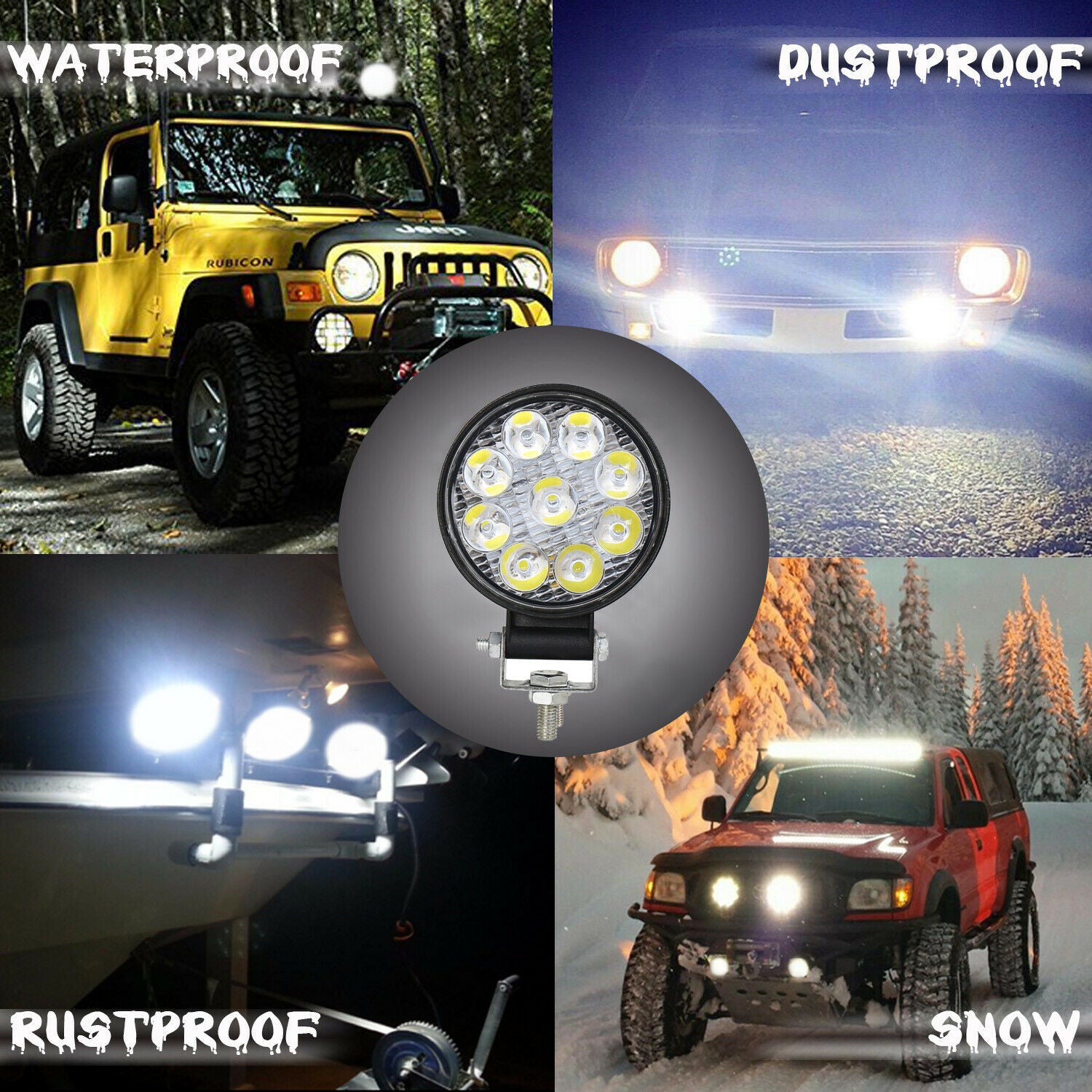 4X 27W 9LED Spot Flood Work Light Bar Offroad Boat Car Tractor Truck SUV Lamp