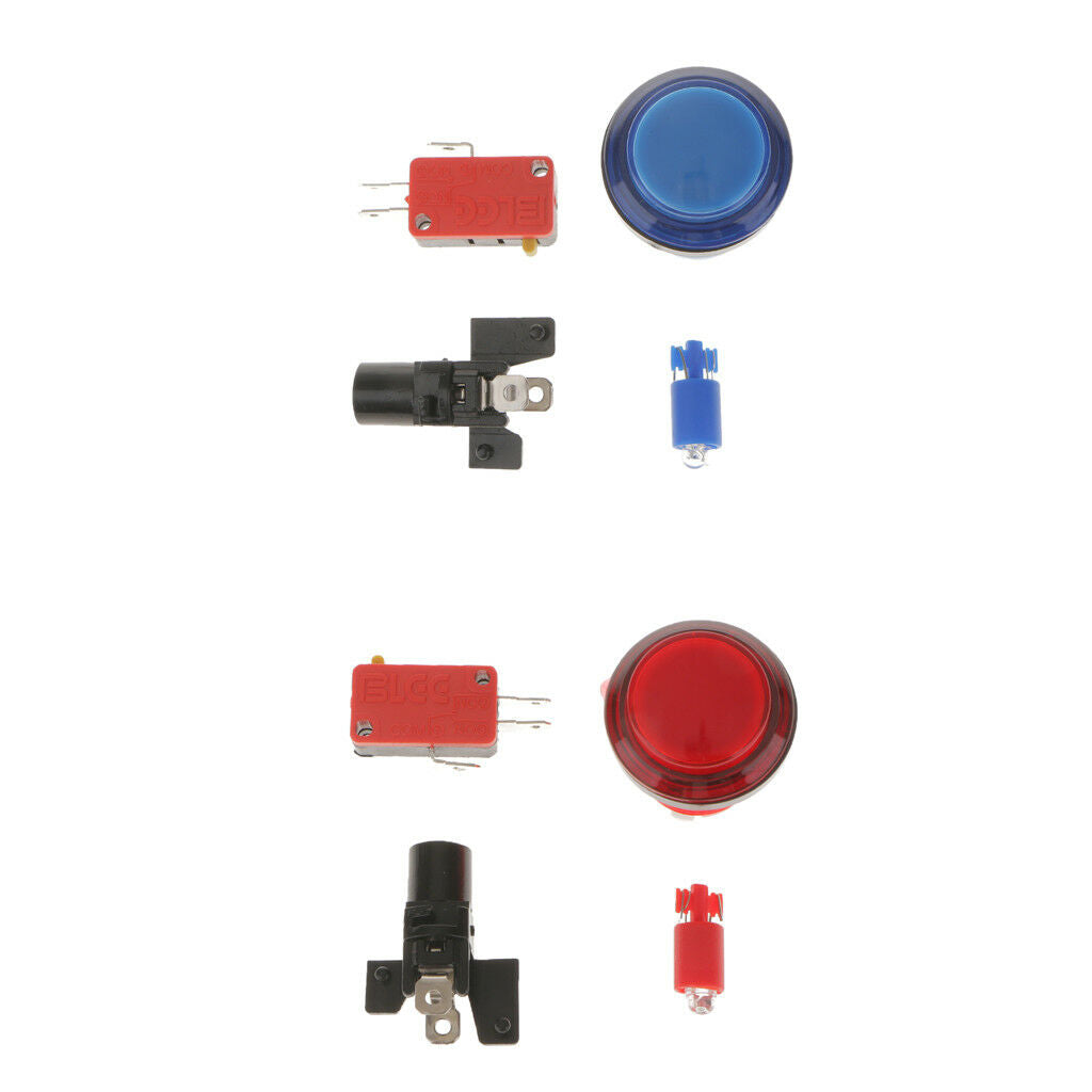 2Pieces Illuminated Arcade Video Game Push Button Switch LED Light Lamp 32mm