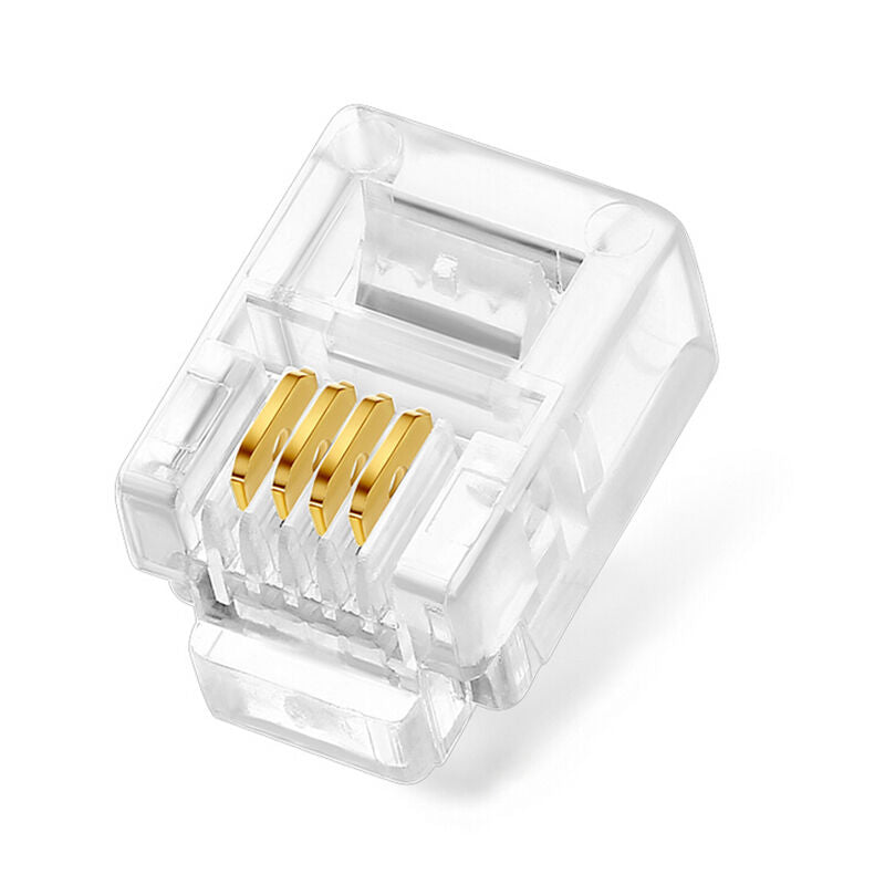 100 pcs RJ11 Modular Plugs 6P4C For Solid Connectors NEW ^SEDD