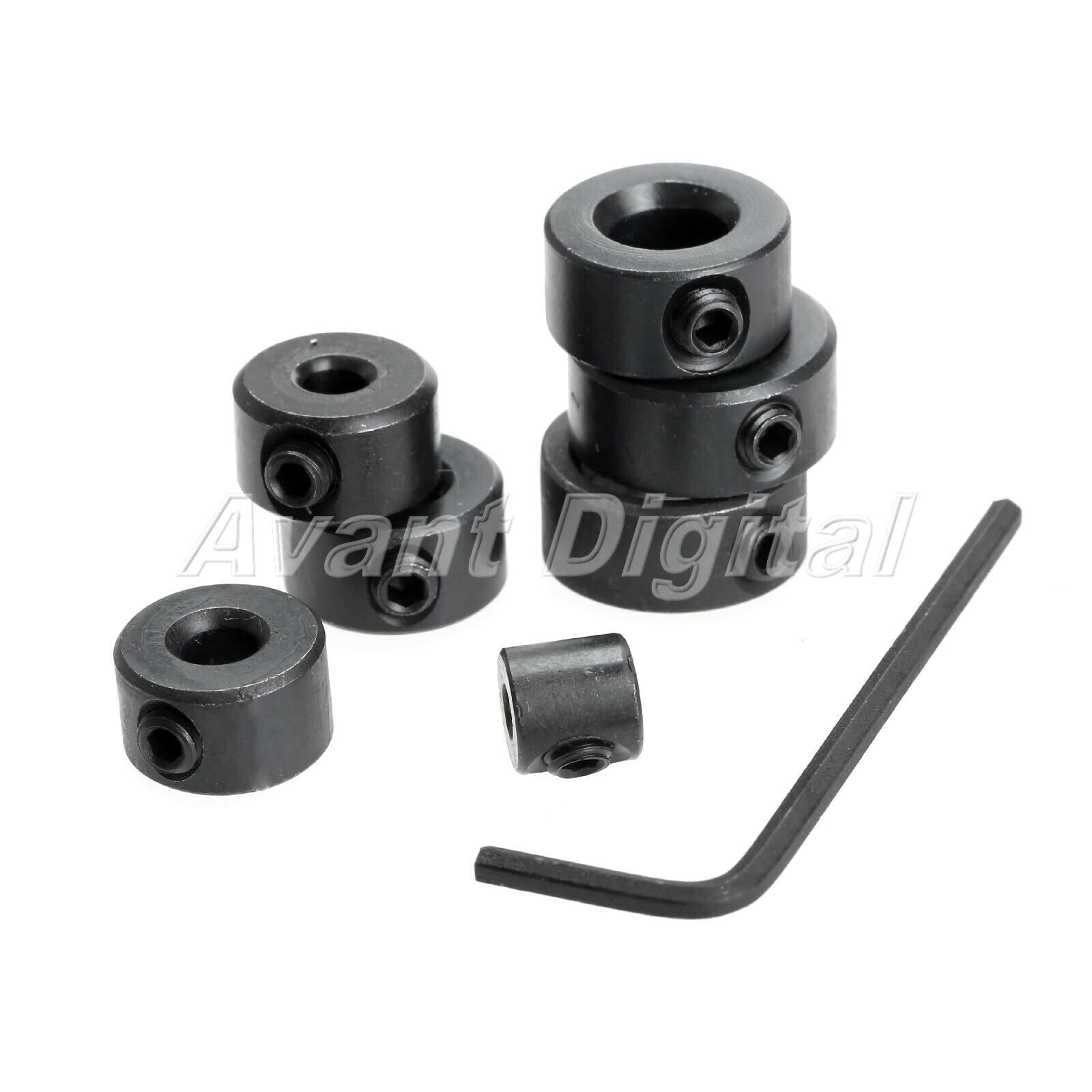 7x Drill Depth Stop Collars Dowels Shaft Chuck + Hex Wrench Consist Carbon Steel