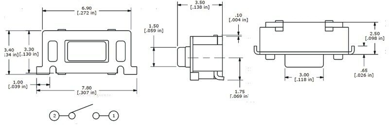 [50pcs] TL3330AF130QG Tact Switch 7.8x3.2x3.5 SMD