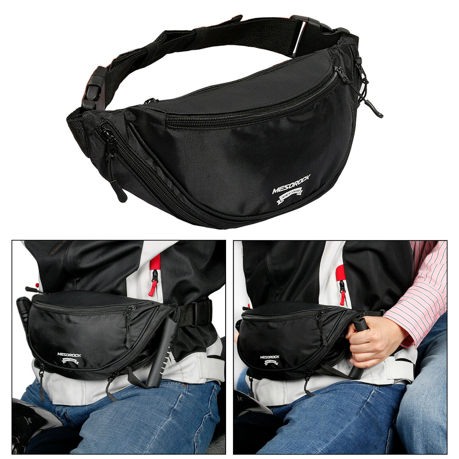 Black Safety Belt Bag for Motorcycle Passenger Riding Driving Children Kids