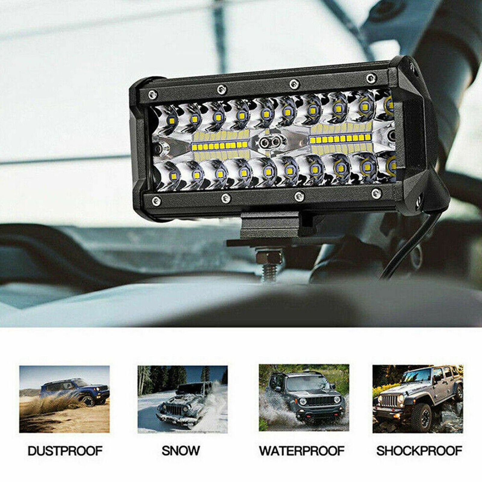 2x 400W 7''Car LED Work Light Bar Spot Flood Beams Combo For Off-road SUV Truck