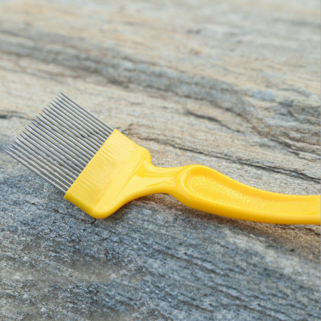 Stainless Steel Tines Uncapping Fork With Plastic Handle  21Pins Yellow