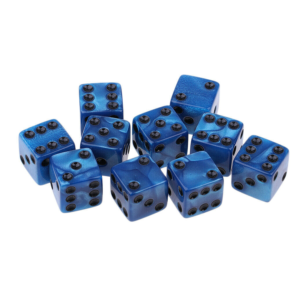 Table Board Game Dice D6 Six Sided 10x for   Players Blue