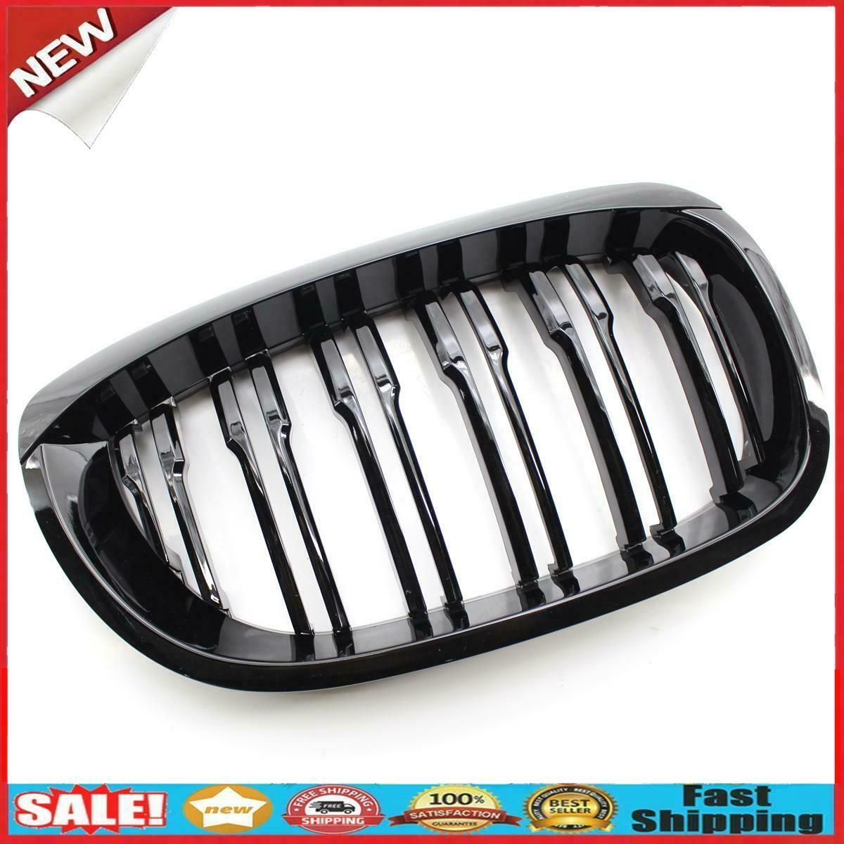 1 Pair Gloss Black Double Slat Kidney Grille Grill for BMW 3-Series E46 @