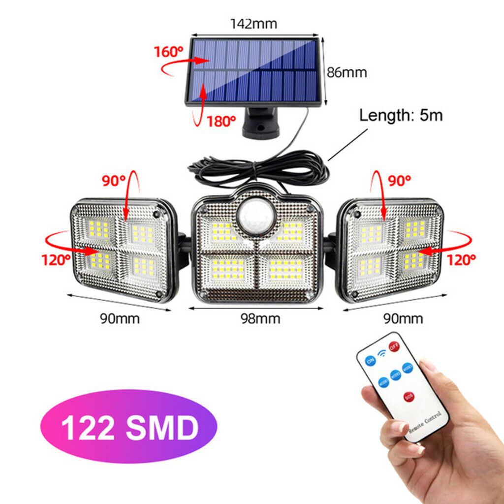 LED Solar Light Street Lamp Motion Sensor Remote Control Outdoor Garden Yard