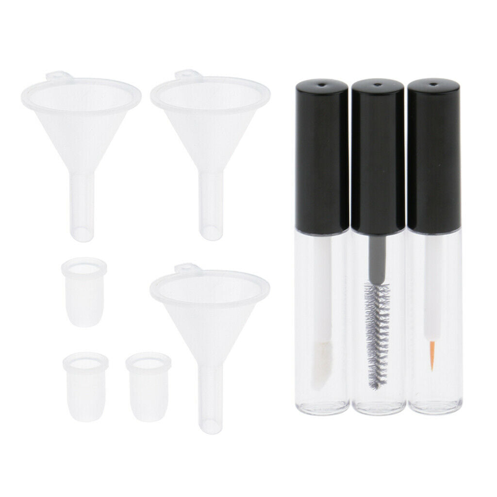 3 Travel Plastic Eyelash Mascara Growth Liquid Lip Stain Eyeliner Tubes 4ml