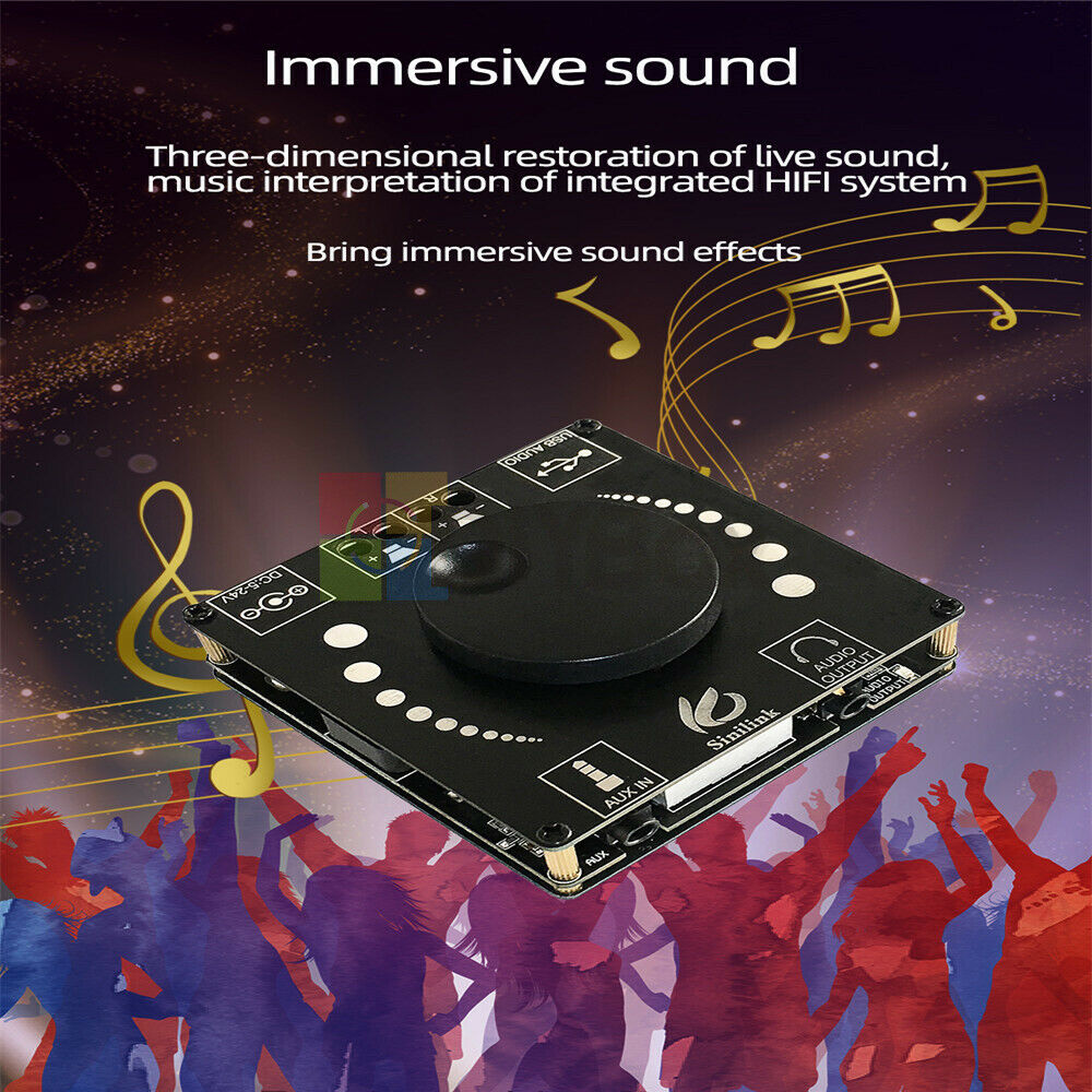 TPA3116D2 Bluetooth5.0 Audio Stereo HIFI AUX USB 50Wx2 Digital Amplifier Board