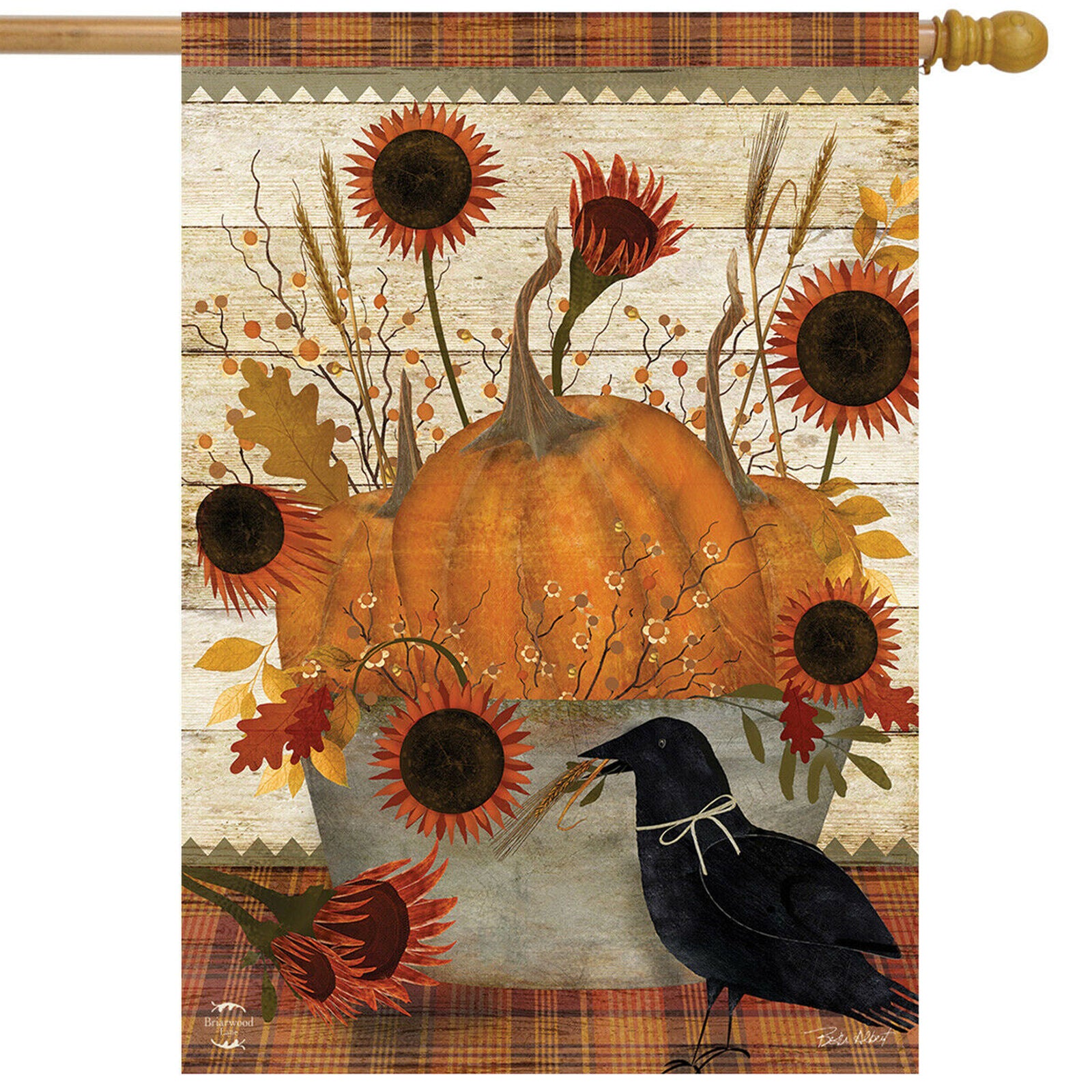 Briarwood Lane Primitive Pumpkins Autumn House Flag Sunflowers Fall 28" x 40"