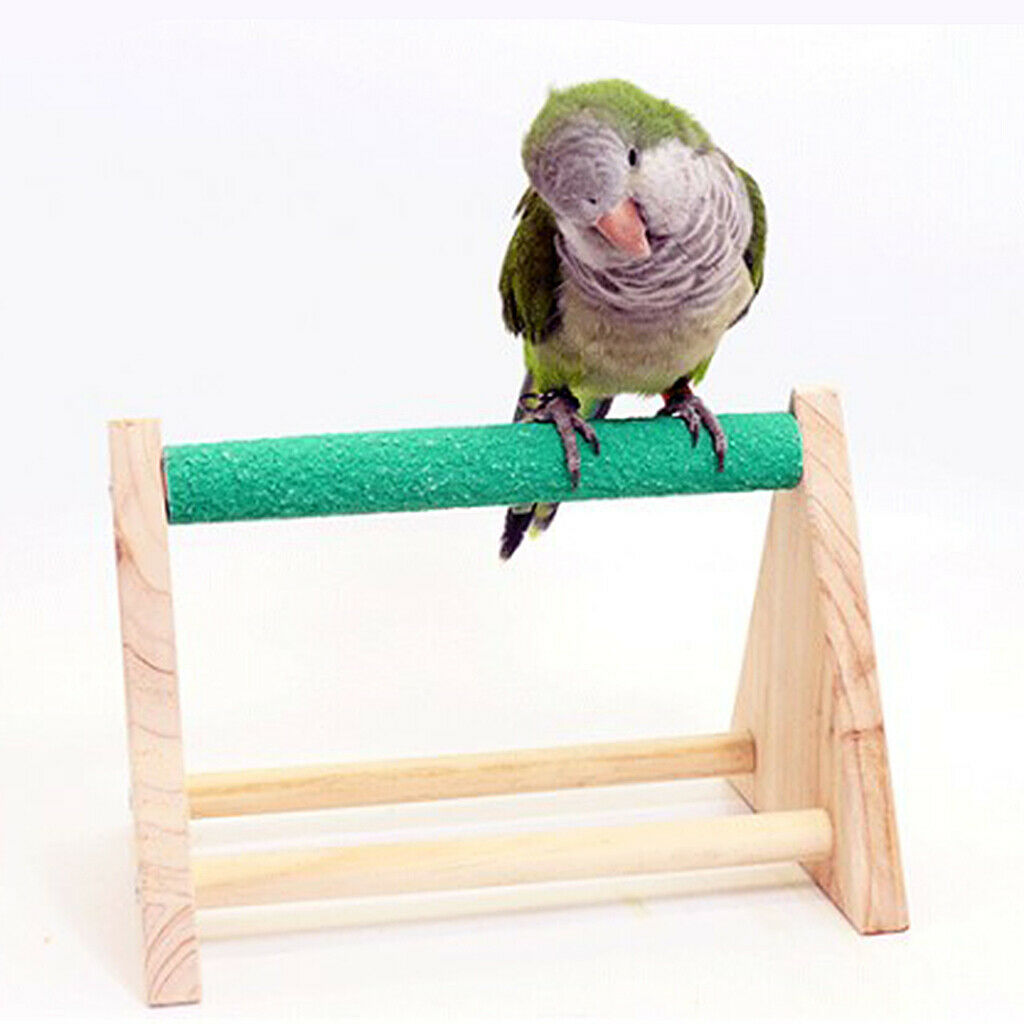 Pack 2 Wood Parrots Perch Tabletop Cage Bird Stand for Lovebirds Macaws