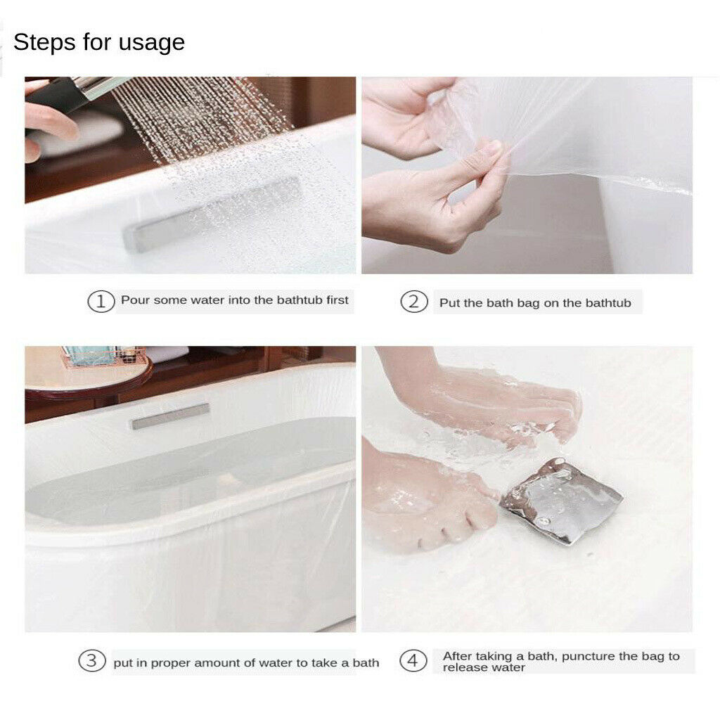 10Pcs Disposable Bathtub Cover Bag Portable Travel Hotel Salon Bath Tub Lining