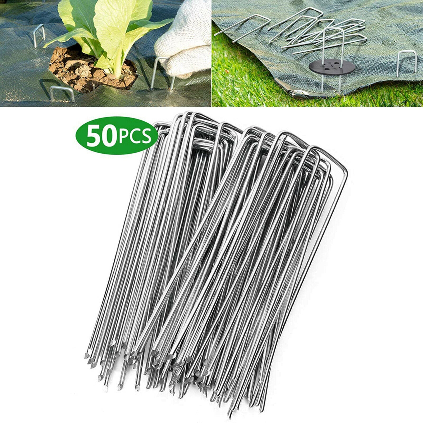 50pcs Galvanised Rust-Free Landscape Staples SOD Staples Anchor Fabric Pins