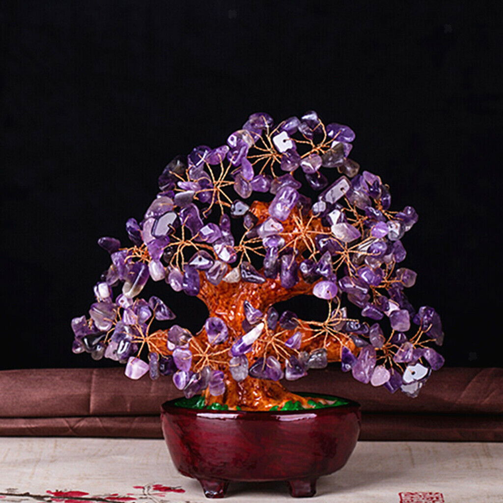 Feng Shui Natural Crystal Bonsai Money Tree Decoration for Wealth & Luck 2Pc
