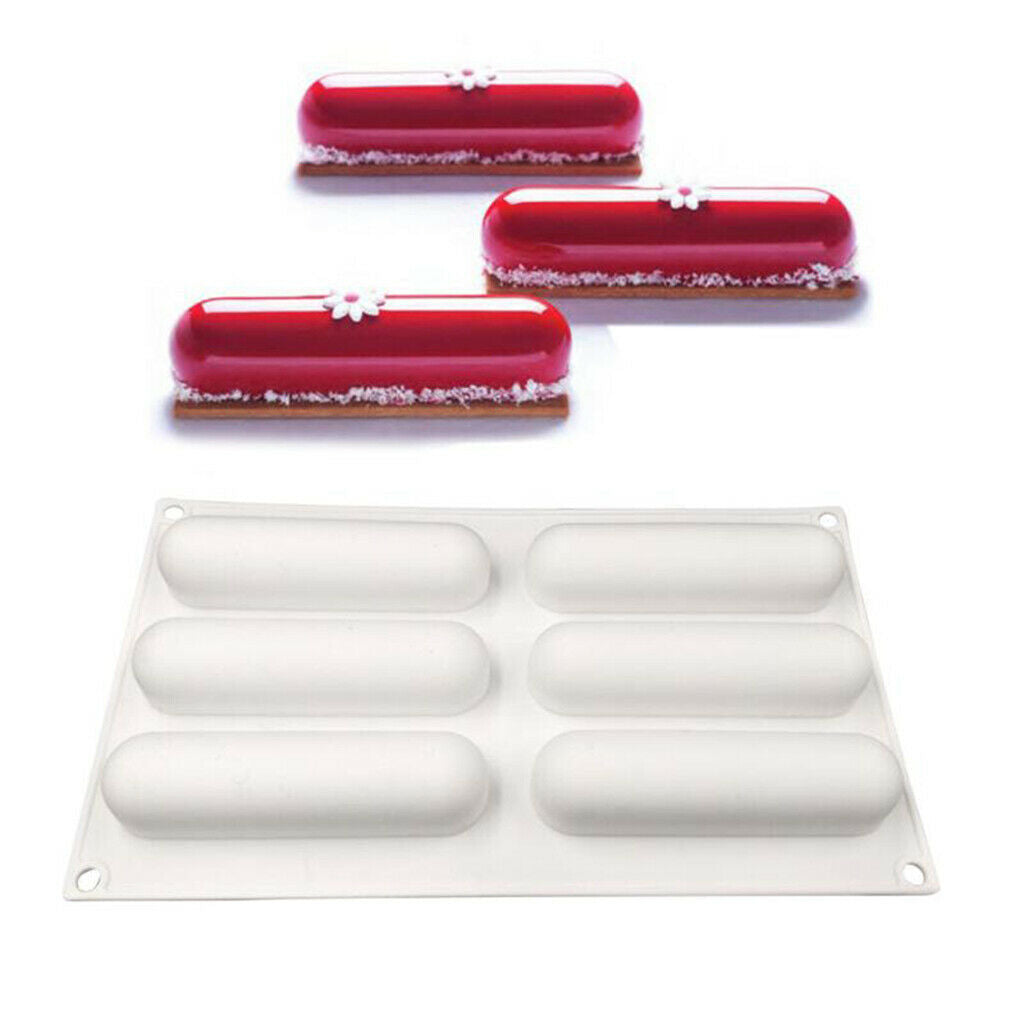 6 Cavities Long Strip Reusable Silicone Mold DIY Cake Dessert Brownie Pastry