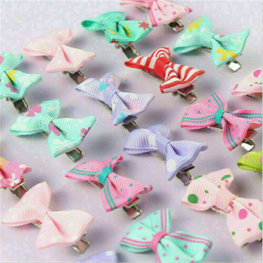 40x Bow Hair Clips Baby Newborn Infant Kids Girls Ponytail Bow Hairpins Lots