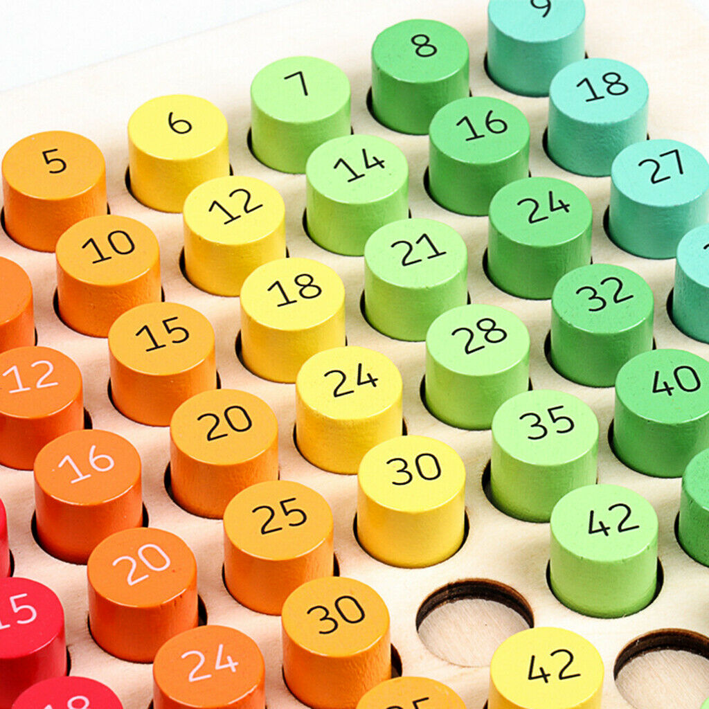 Wooden Math Multiplication Table Board Montessori Keyboard Education Toys