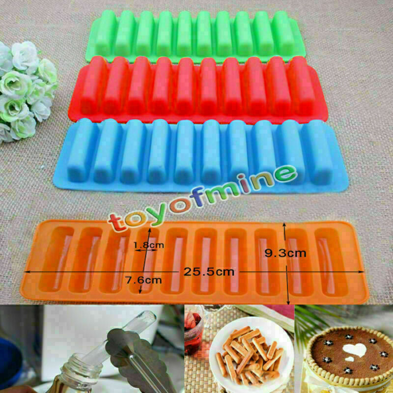 Cylinder Ice Chocolate Cube Tray Silicone Molds Jelly Mould Block Thumb Soft Bar