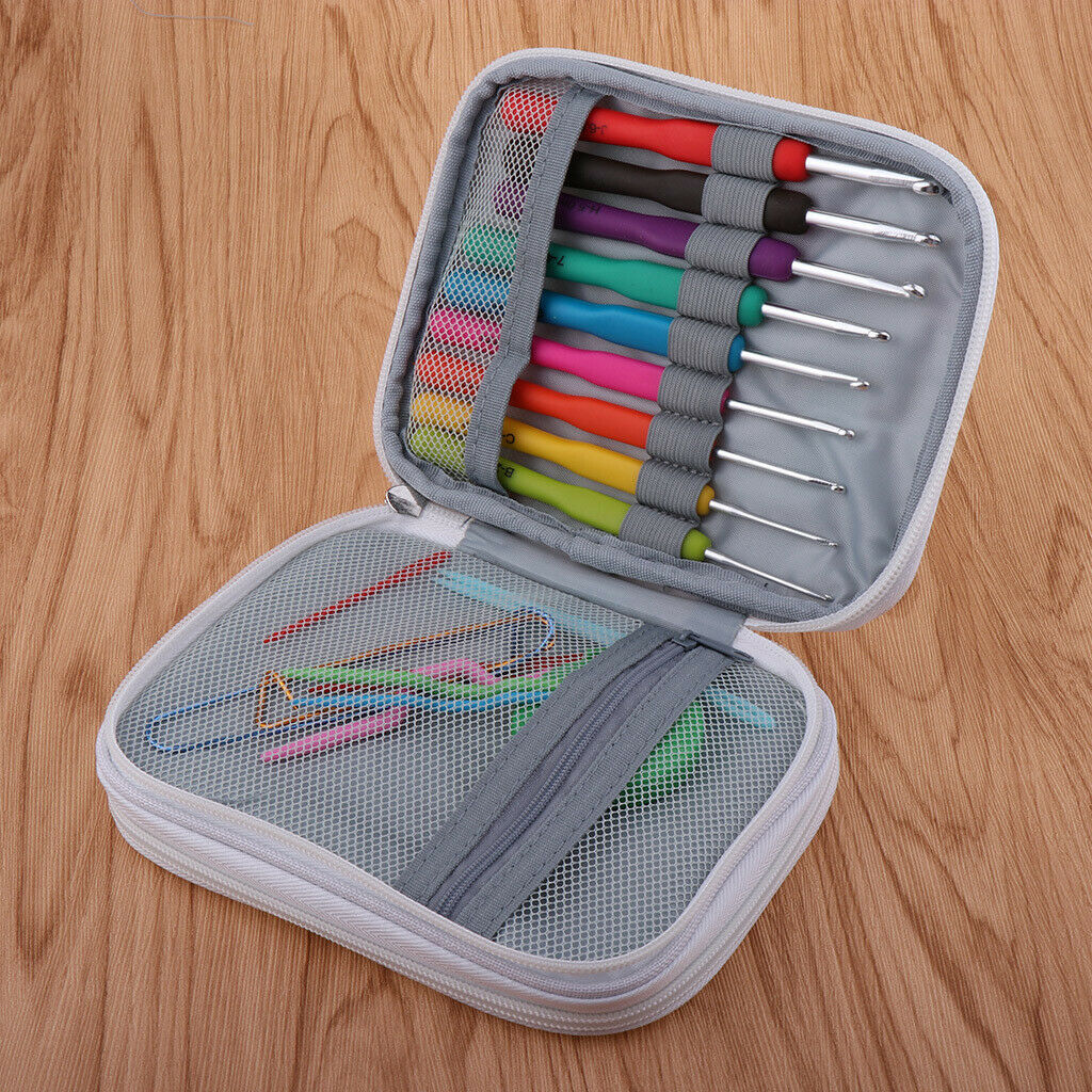 Crochet Hook Kit Yarn Knitting Needle Sewing Tool for Hand Weaving Pink
