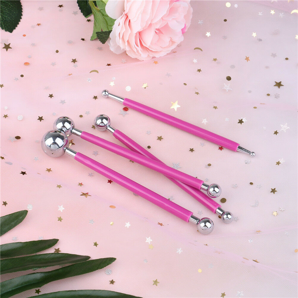 4x Fondant Cake Decorating Pen Metal Ball Flower Sugar Craft Modelling Tool ATDD