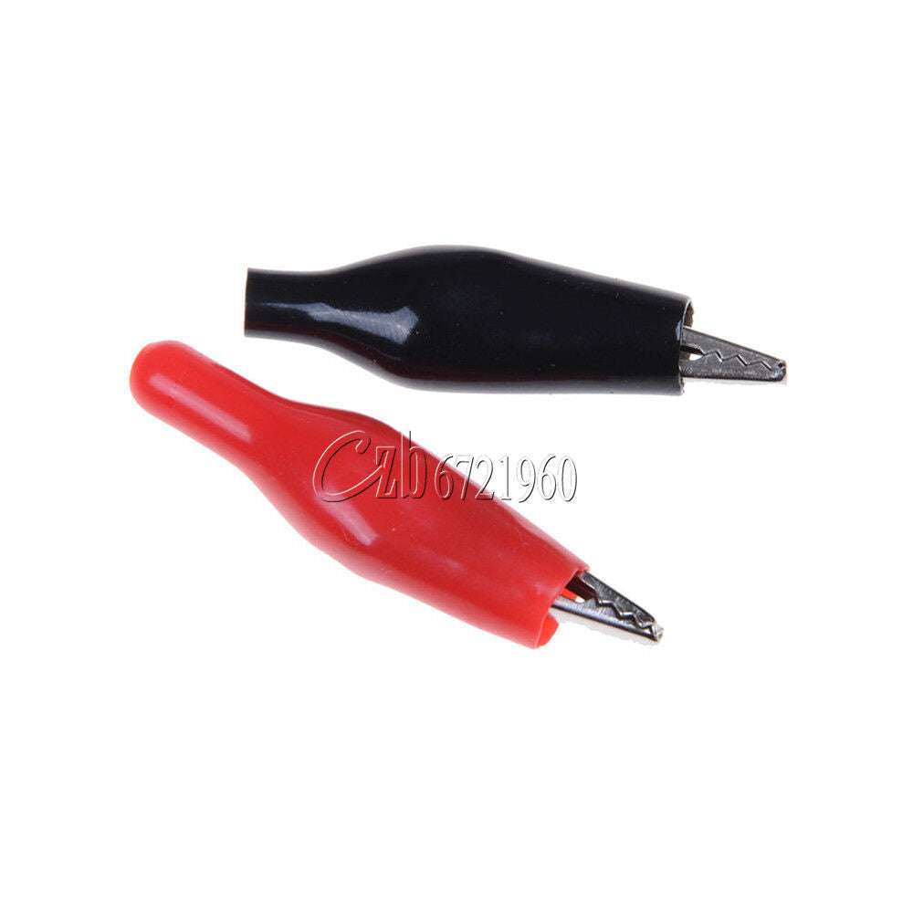 20pcs P2001 Black Red Soft Plastic Coated Testing Probe Aligator Clips Crocodile