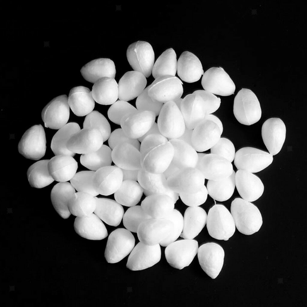200 Pcs Water Drop Shape Styrofoam Foam White Rose Buds DIY Crafts 19&46 mm