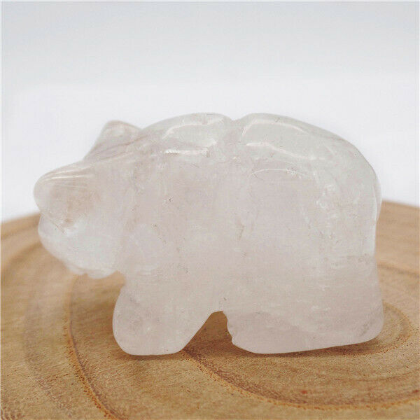 47x28x23mm Natural White Crystal Carved Bear Decoration Statue Home Decor HH7739