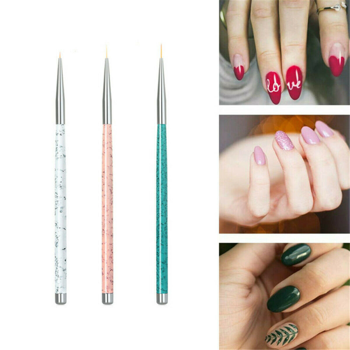 3x Waterproof Nail Art Pen Dotting Paint Drawing UV Gel Liner Polish Brush Tool
