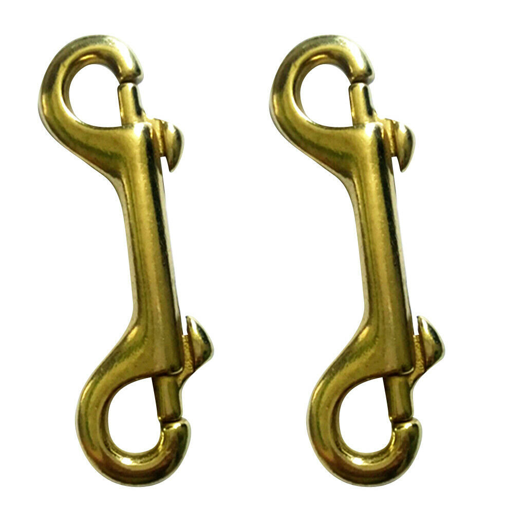 2x Solid Brass Double End  Snap  Hook Key Holder Key Chain 3-1/2