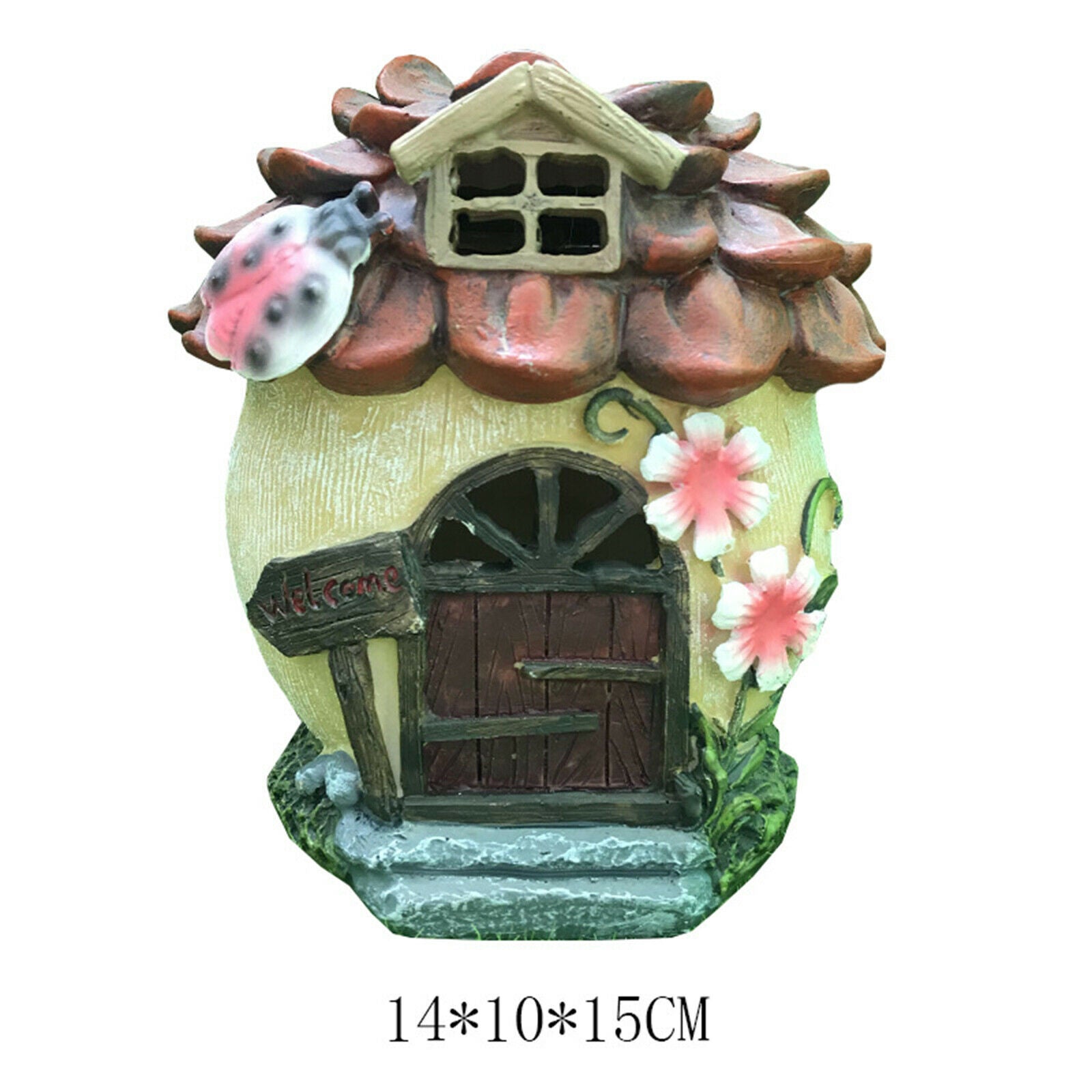 Novelty Fairy House Solar Garden Statues Patio Waterproof Abstract Sculpture