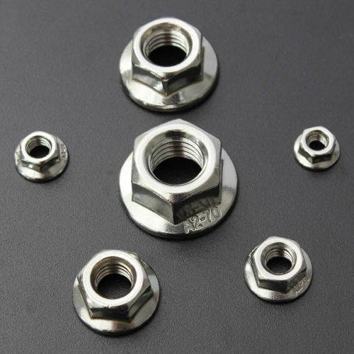 M10x1.5mm Thread 304 Stainless Steel Serrated Hex Flange Lock Nuts 6pcs